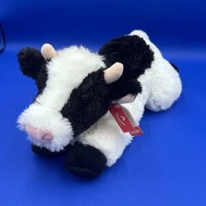Aurora World NWT May Bell Cow Plush Black White Spotted Stuffed Animal 12" Farm